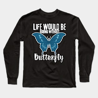 Blue Butterfly Long Sleeve T-Shirt